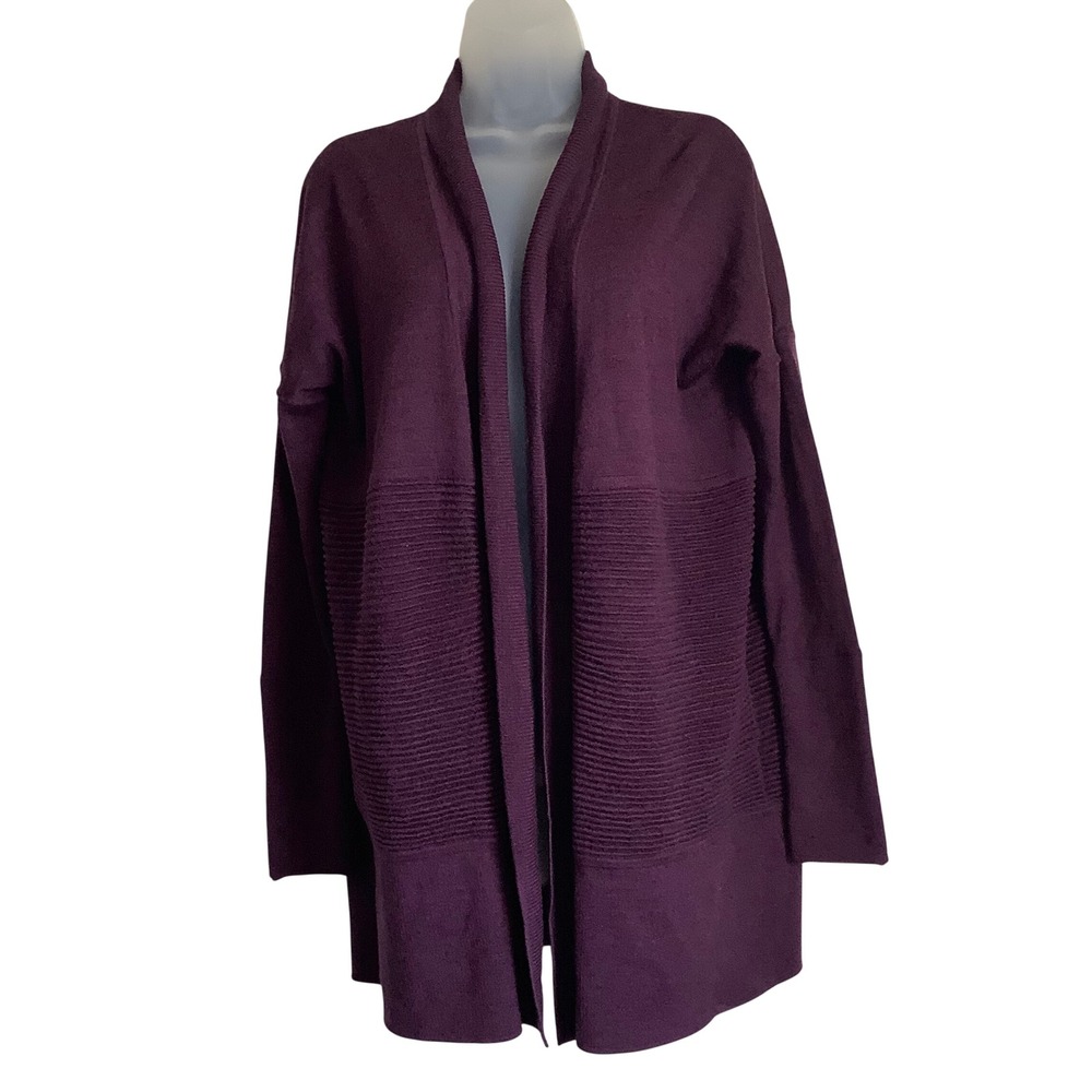 Lululemon Sit In Silence Cardigan Dark Plum Purple Open Front Knit Wrap Sweater